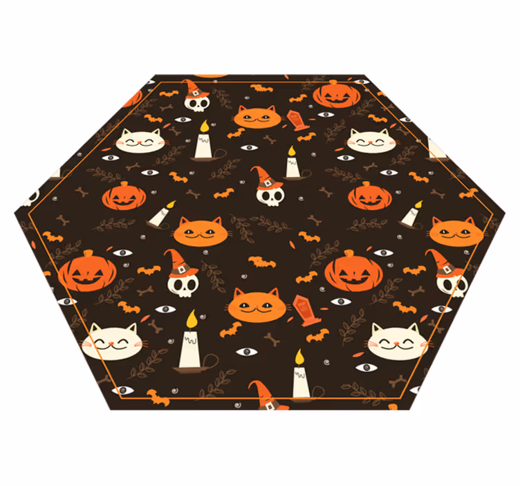 恐ろしいハロウィーンの猫カーペット動物ビニール敷物 - TENSTICKERS