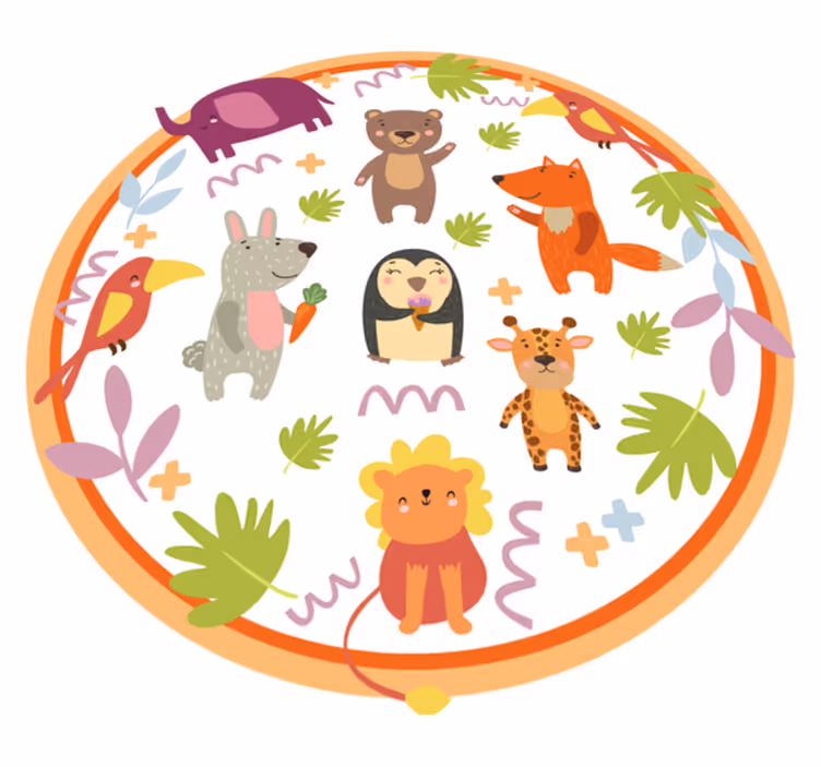 子供 ビニールマット 円形ジャングルサファリ - TENSTICKERS