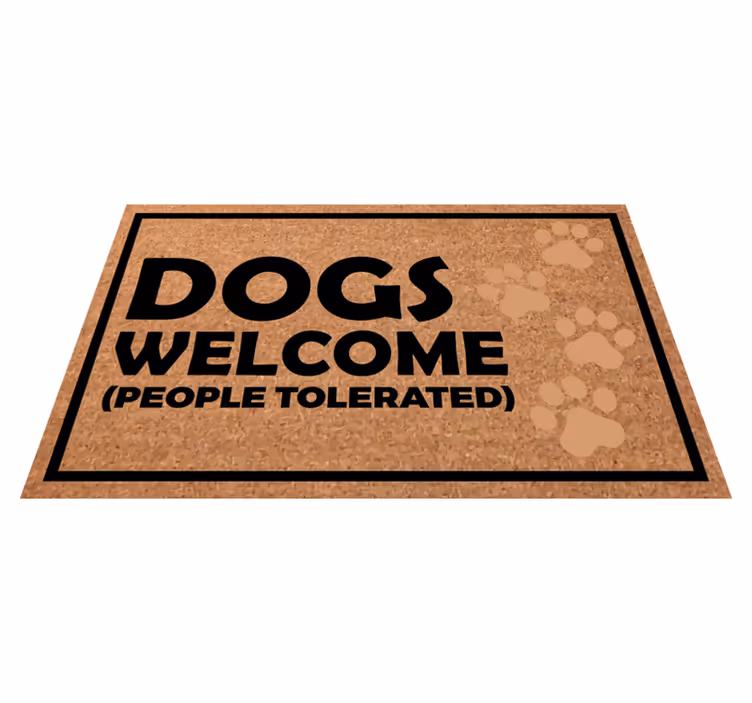 フレーズ ビニールマット 犬歓迎の看板 - TENSTICKERS