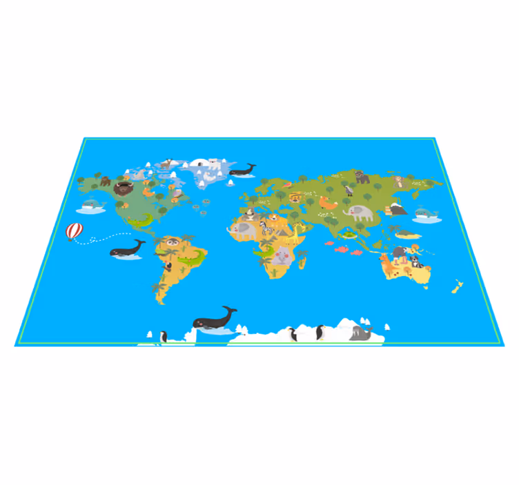 世界地図 ビニールマット 教育界 - TENSTICKERS