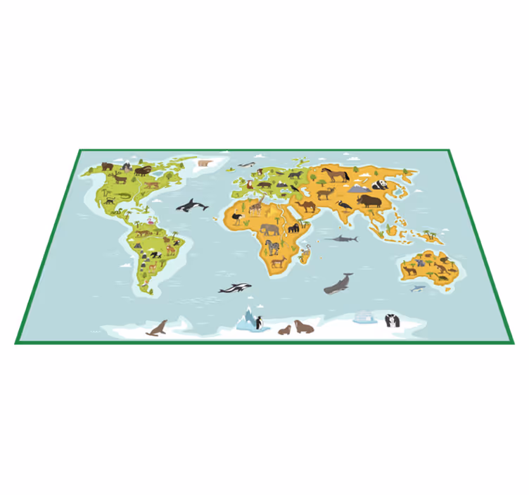 世界地図 ビニールマット 地図作成による探検 - TENSTICKERS