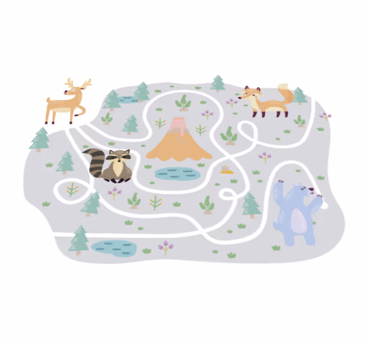 ゲーム ビニールマット 遊び心のある森の小道 - TENSTICKERS