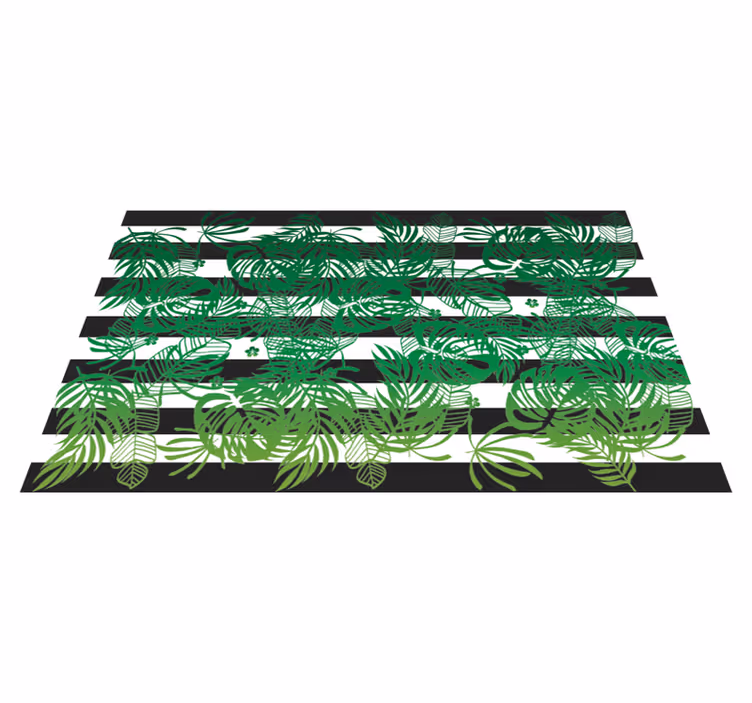 縞模様のモンステラ植物自然ビニールラグ - TENSTICKERS