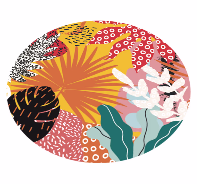 花と植物の壁画 熱帯植物の調和 - TENSTICKERS