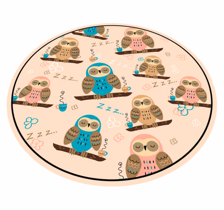 保育園 ビニールマット フクロウをテーマにしたサークル - TENSTICKERS