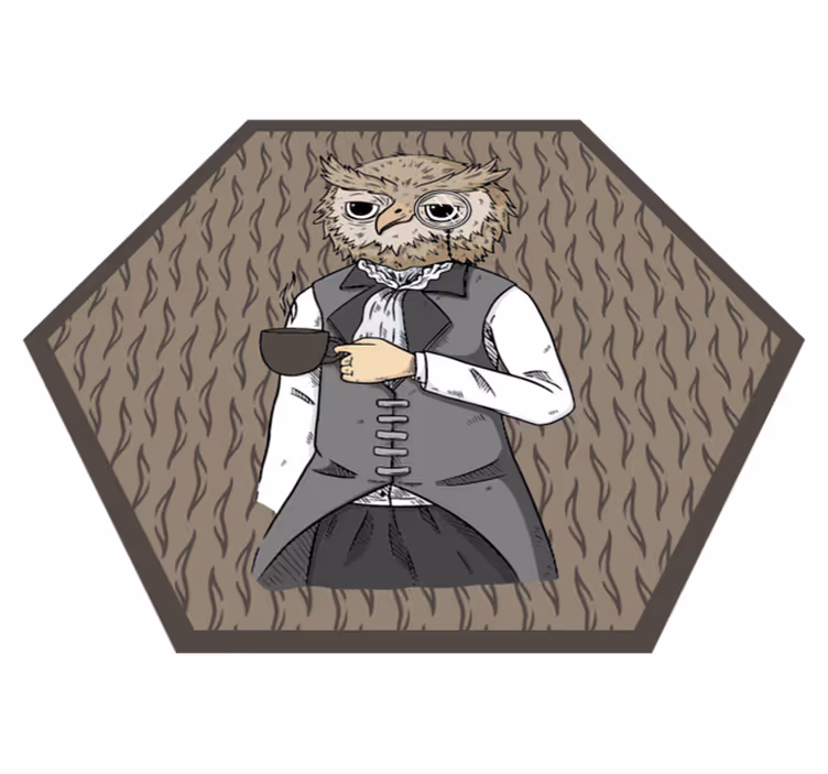 動物 ビニールマット 粋なフクロウのイラスト - TENSTICKERS