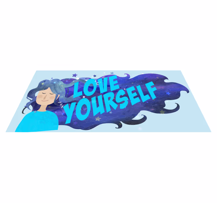 フレーズ ビニールマット 自分を愛するイラスト - TENSTICKERS
