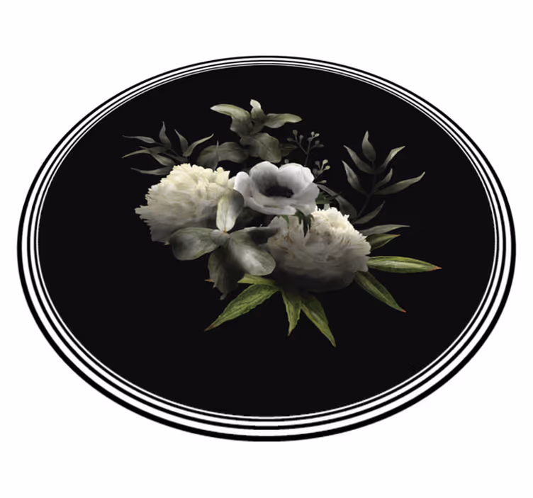 花と植物の壁画 花柄モノクロームエレガンス - TENSTICKERS