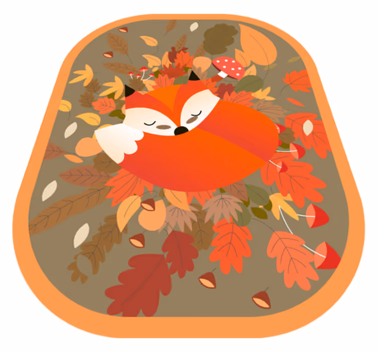 動物 ビニールマット 眠っているキツネのイラスト - TENSTICKERS