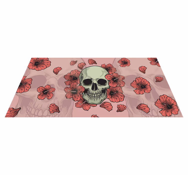 ハロウイン壁画 頭蓋骨の花のオーバーレイ - TENSTICKERS