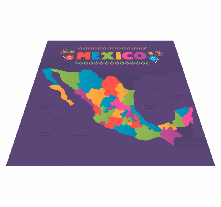 世界地図 ビニールマット カラフルなメキシコの地図 - TENSTICKERS