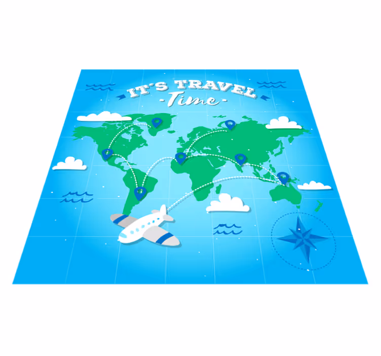 世界地図 ビニールマット 世界地図探検 - TENSTICKERS
