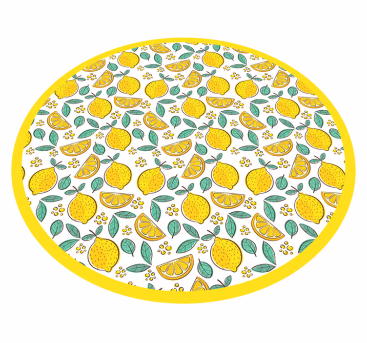 実例となるレモンパターンのキッチンの床タイル - TENSTICKERS