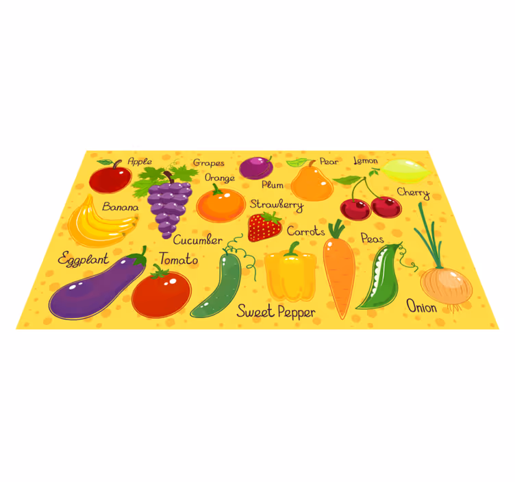 名前の付いた野菜キッチンの床タイル - TENSTICKERS