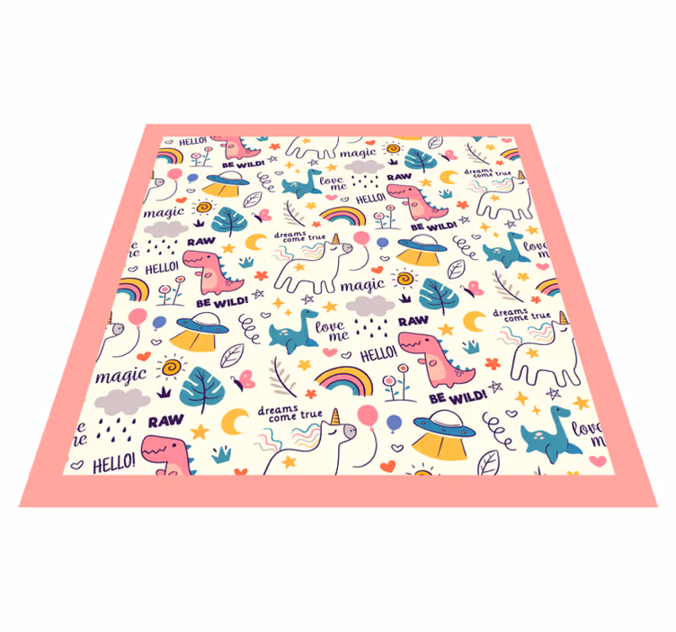 子供 ビニールマット カラフルな恐竜のテーマ - TENSTICKERS