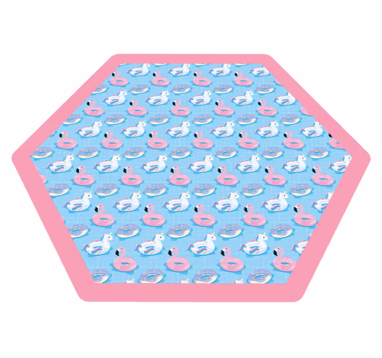 子供 ビニールマット 遊び心のあるユニコーンの六角形 - TENSTICKERS