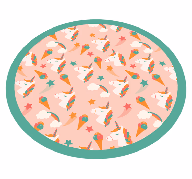 ユニコーンとアイスクリームのパターンのビニールラグ - TENSTICKERS