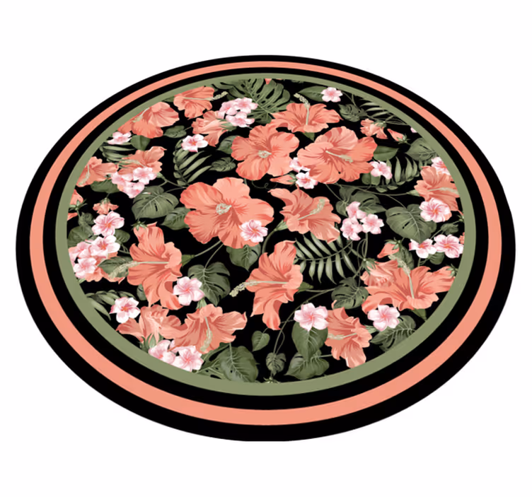 熱帯に咲くハイビスカスキッチンの床タイル - TENSTICKERS