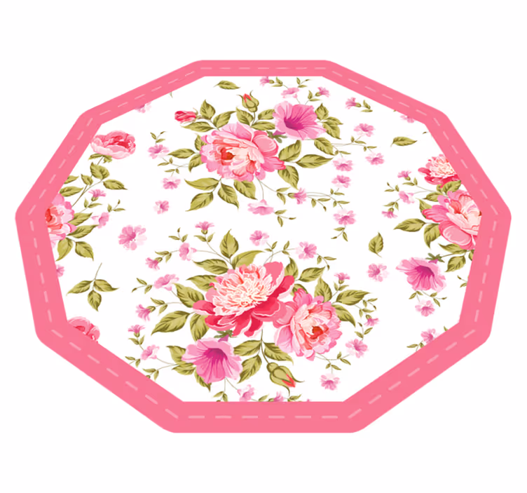 花と植物の壁画 花の八角形 - TENSTICKERS