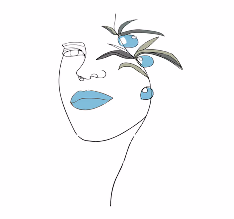 花と植物の壁画 花の線画 - TENSTICKERS