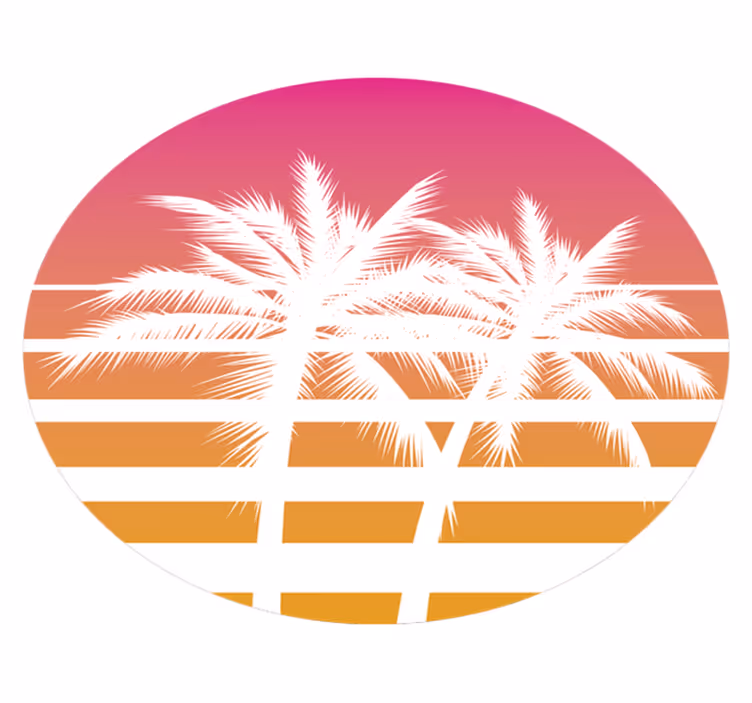 花と植物の壁画 熱帯の夕日のヤシの木 - TENSTICKERS