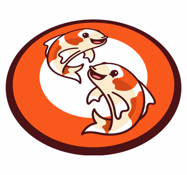 動物 ビニールマット 遊び心のある鯉の輪 - TENSTICKERS