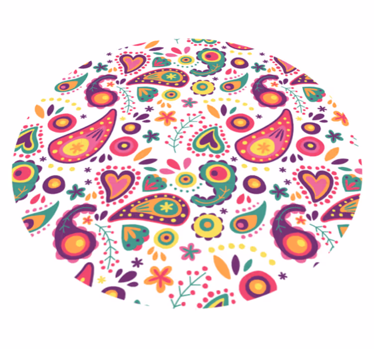 花と植物の壁画 カラフルなペイズリー柄 - TENSTICKERS