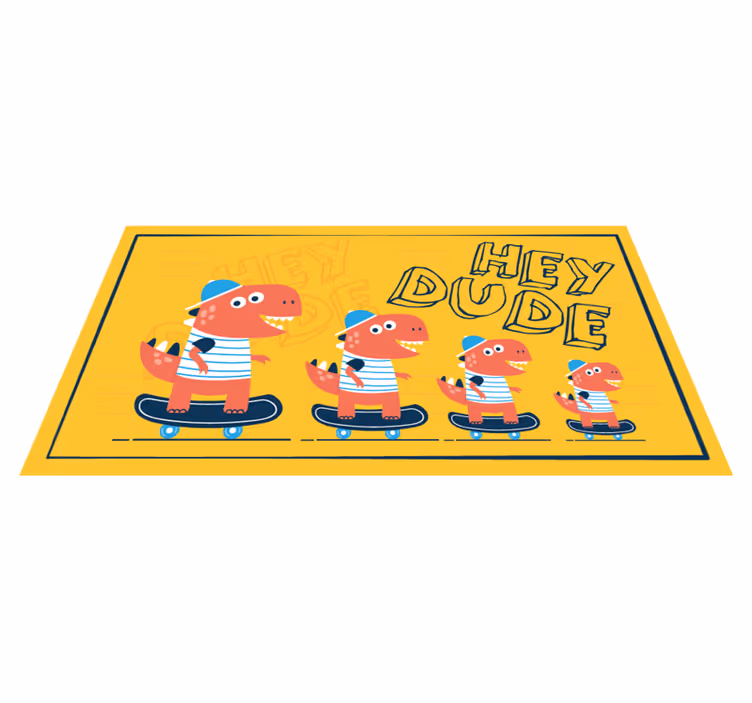 子供 ビニールマット スケートボードをする恐竜 - TENSTICKERS