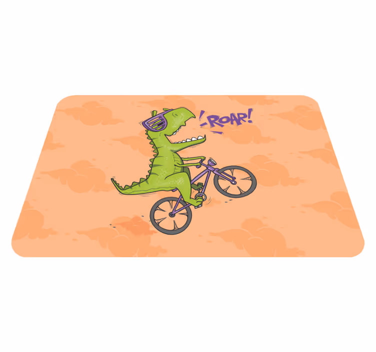 子供 ビニールマット 自転車に乗る恐竜の咆哮 - TENSTICKERS