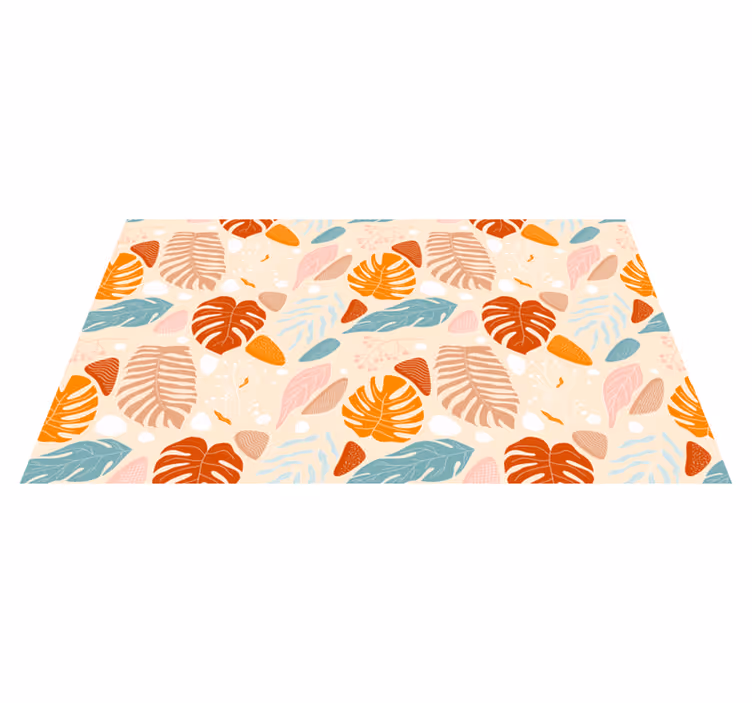 花と植物の壁画トロピカルベージュリーフパターン - TENSTICKERS