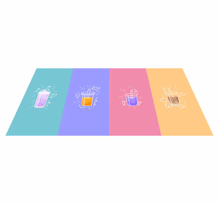 フレーズ ビニールマット 飲み物の落書きの四角 - TENSTICKERS
