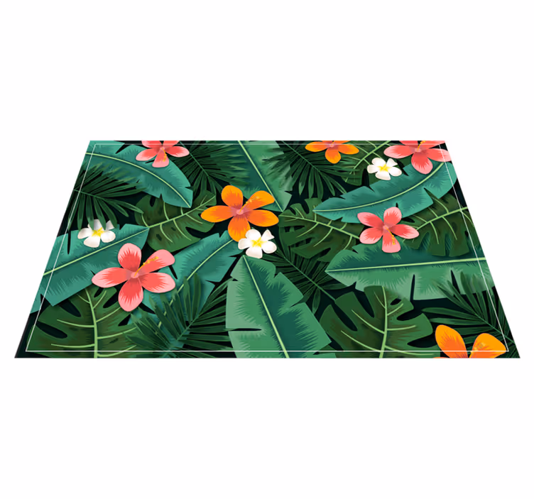 ジャングルの花と葉の花の敷物 - TENSTICKERS