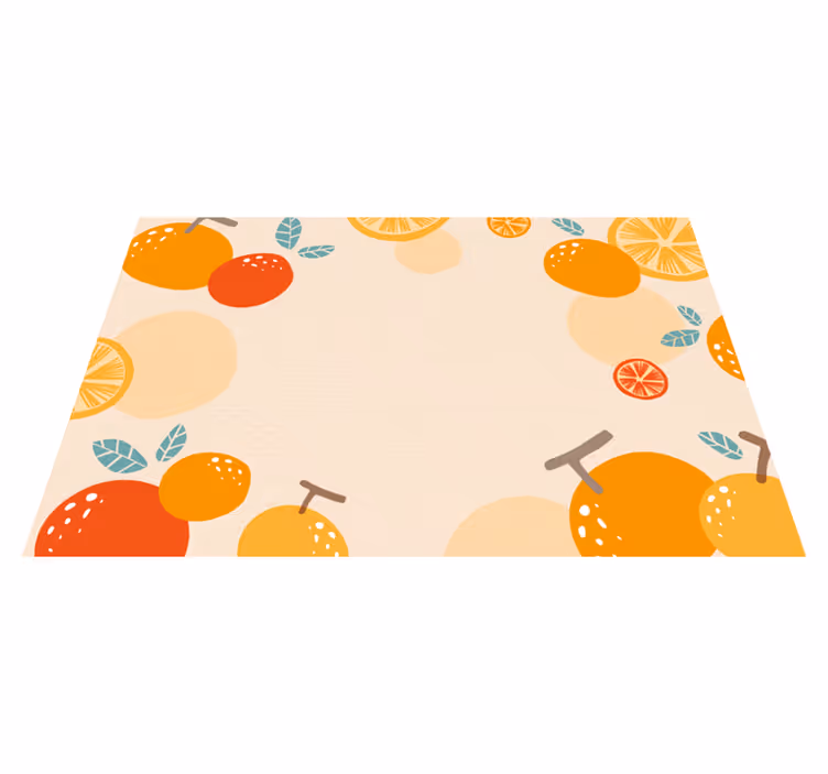 オレンジ色のフルーツキッチンの床タイル - TENSTICKERS