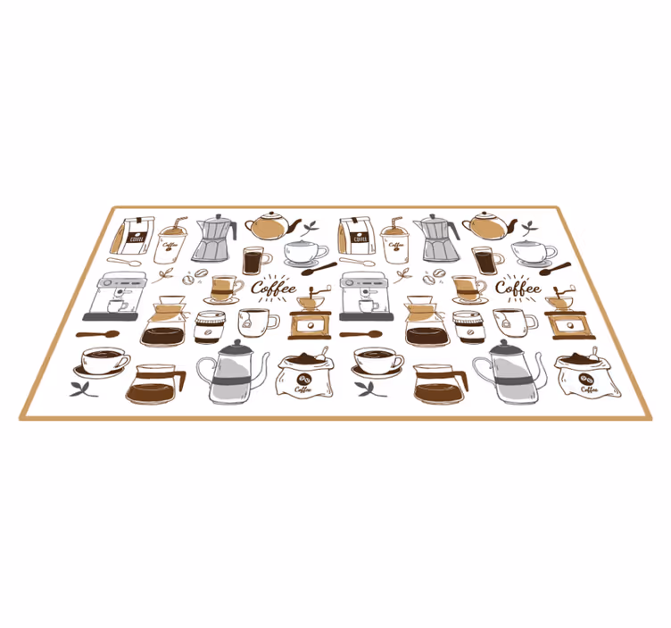 コーヒー愛好家のキッチンビニールラグ - TENSTICKERS