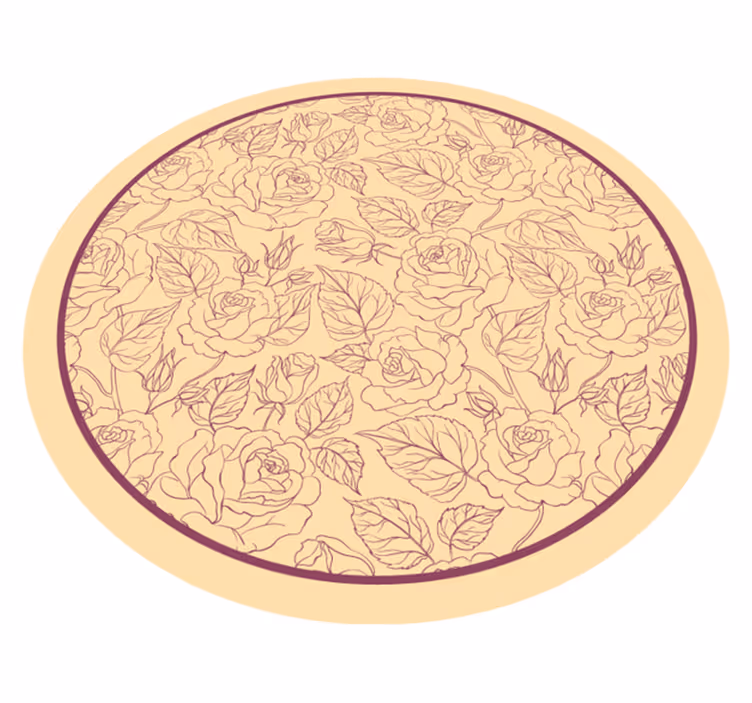 花と植物の壁画 バラ模様 丸型 - TENSTICKERS