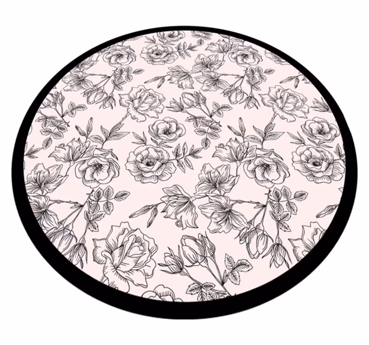 花と植物の壁画 花柄の円 - TENSTICKERS