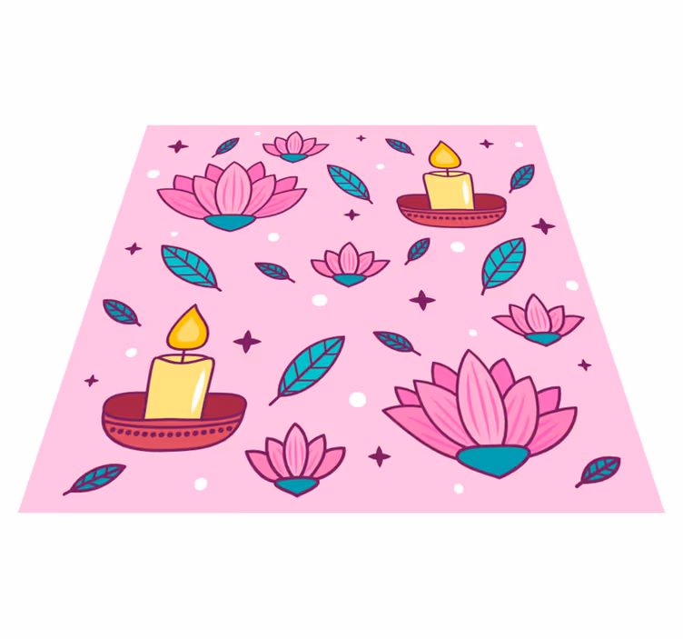 花と植物の壁画 蓮の花の雰囲気 - TENSTICKERS