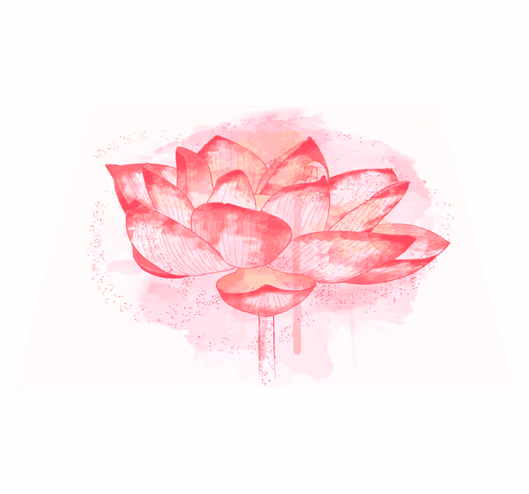 花と植物の壁画 水彩画の蓮 - TENSTICKERS