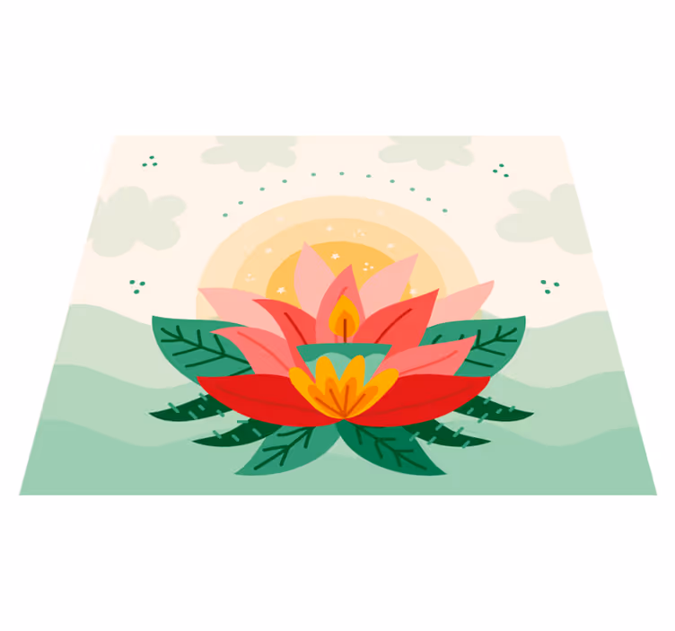 花と植物の壁画 蓮の花のイラスト - TENSTICKERS
