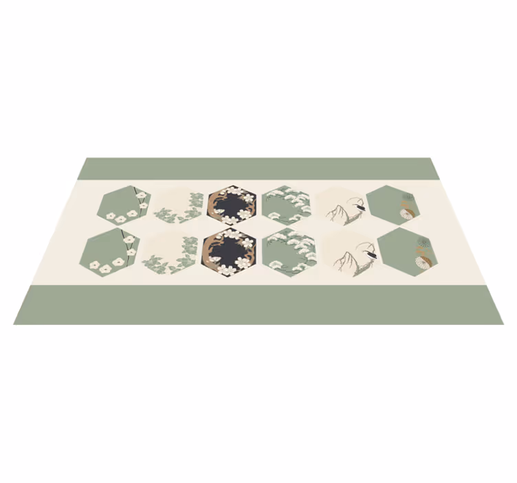 花と植物の壁画 花の六角形 - TENSTICKERS