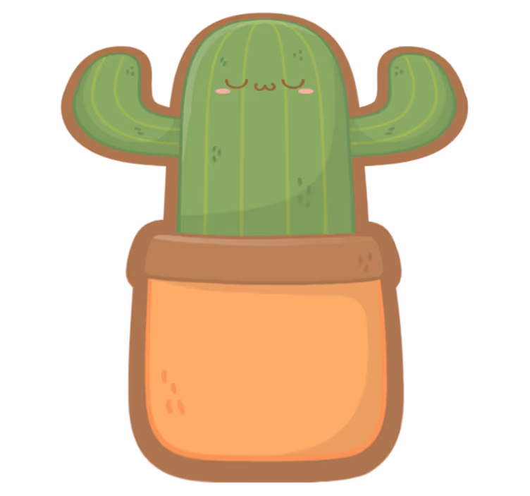 花と植物の壁画 かわいいサボテンのイラスト - TENSTICKERS