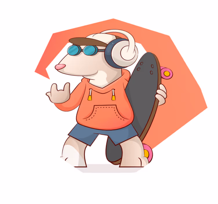 壁画 モアチルドレン スケーターマウスのイラスト - TENSTICKERS