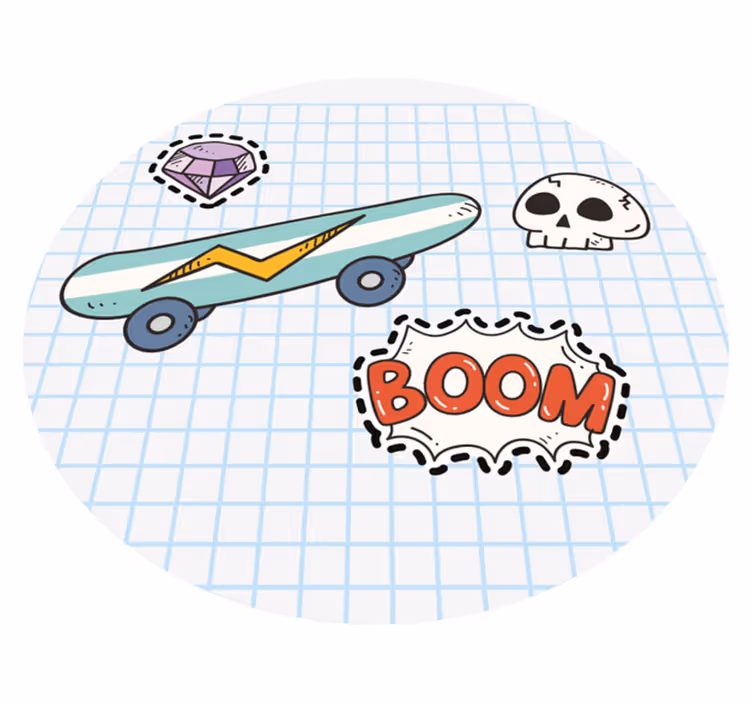 壁画 モアチルドレン スケートボードの漫画イラスト - TENSTICKERS