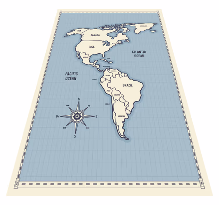 アメリカ大陸の地図カード-世界地図の敷物 - TENSTICKERS