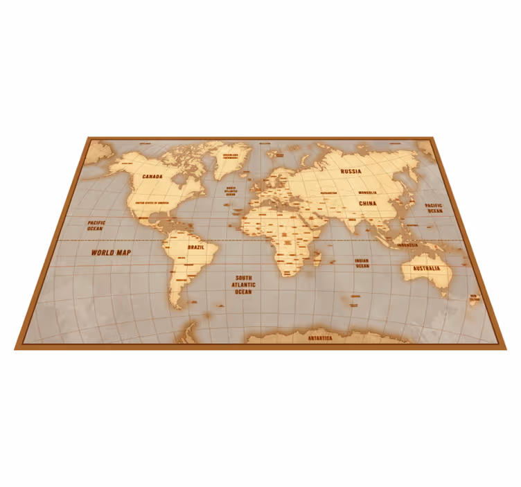 世界地図 ビニールマット ヴィンテージベージュデザイン - TENSTICKERS