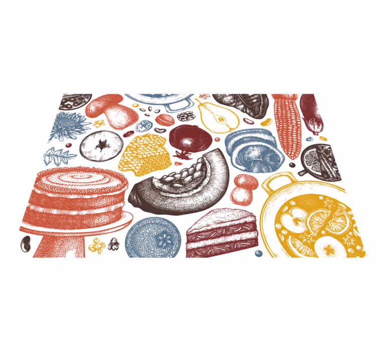 キッチン マット ビニール 料理のイラスト - TENSTICKERS