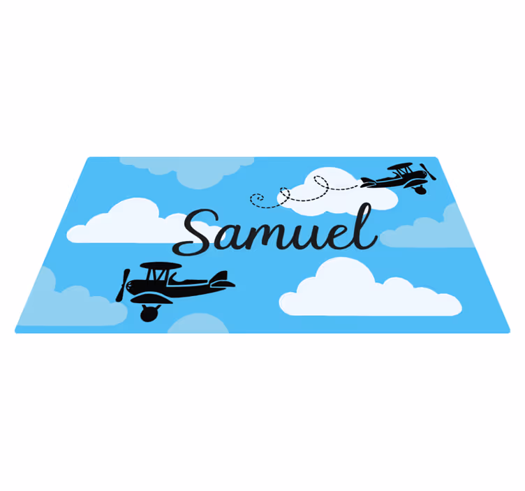 壁画 モアチルドレン 名前入り空飛ぶ飛行機 - TENSTICKERS