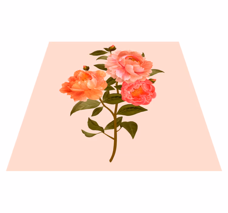 花と植物の壁画ピオニーアレンジメント - TENSTICKERS
