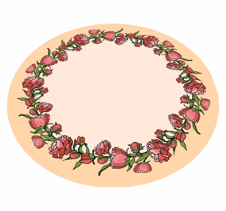 花と植物の壁画フローラルサーキュラーアクセント - TENSTICKERS