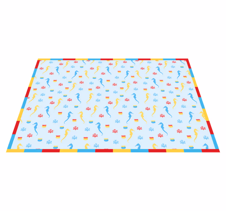 バスルームに1枚ビニールカーペットシーホースブルーデザイン - TENSTICKERS